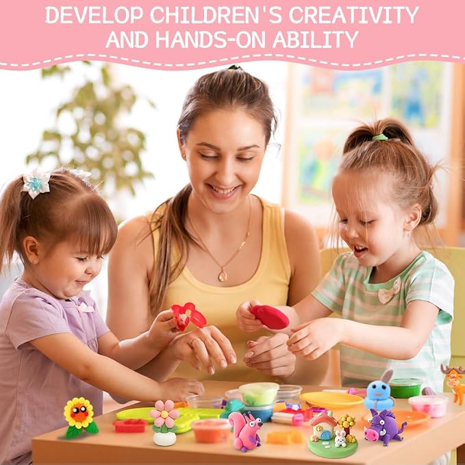Ainiv Air Dry Clay Kit, 60 Colors DIY Model Magic Clay for Kids, Modeling Clay with 6 Sculpting Tools, Safe and Non-Toxic, Ultra Light Arts and Crafts Kits for Boys Girls, Best Gifts for Kids