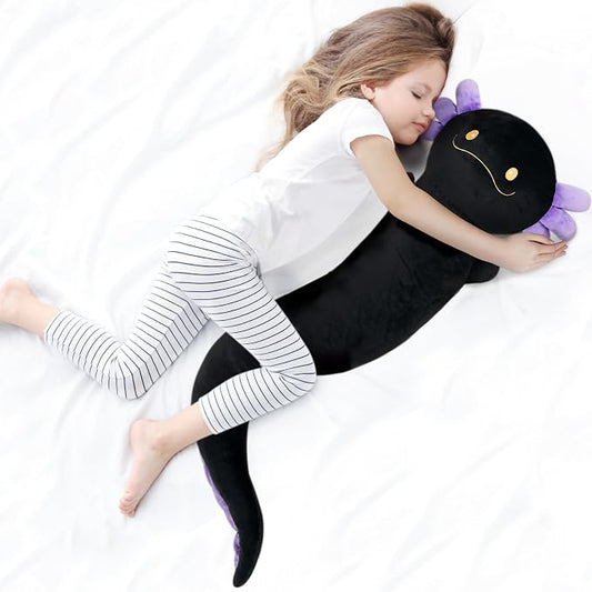 Tianmihou 36 Inch Giant Axolotl Plush Stuffed Animal, Big Black Axolotl Glow in The Dark Fluorescent Plushies, Large Body Pillow Gifts for Kids Boy Girl Adults, Birthday