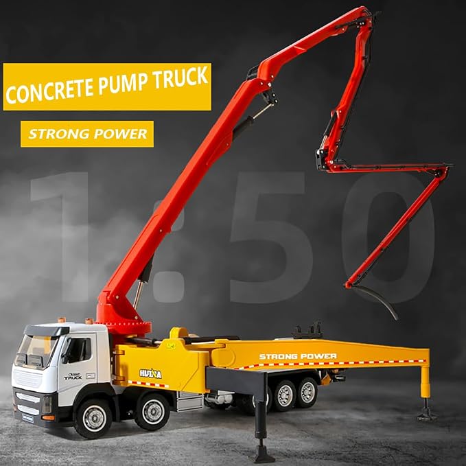 Ailejia Concrete Pump Truck Model Toy Construction Vehicle 1:50 Scale Die-cast Heavy Duty Wheeled Pump Truck Toys for Kids and Ornament (Red)
