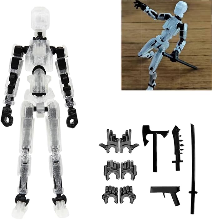 Dumwick Titan 13 Action Figure,2026 New Lucky Robot 13 Action Figures,3D Printed Action Figure,Dummy Robot 13 Action Figures Desktop Decorations Game Gifts (Transparent,1pc)