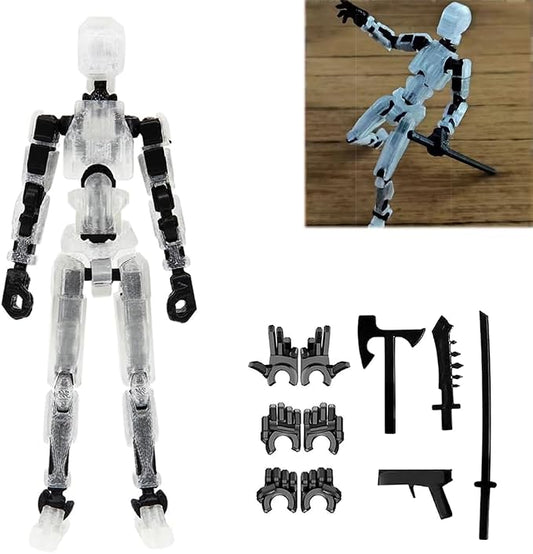 DANONI Titan13 Robot Action Figure,Lucky Robot 13 Action Figures,Creative 3D Printed Action Figure, Multi Jointed Action Figures Desktop Decorations for Kids Adult (Transparent)