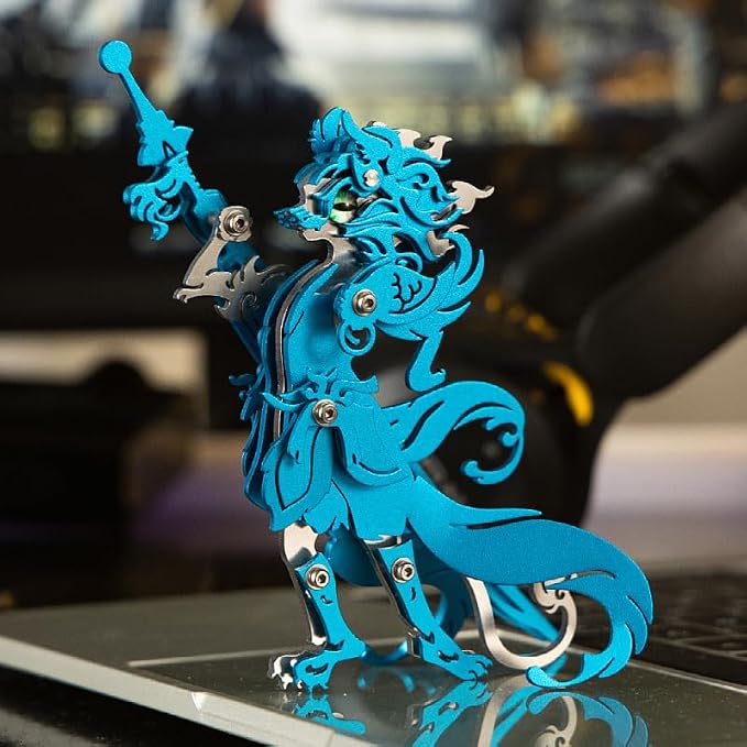 3D Metal Puzzles Toys The Meow Meow Family King and Princess Cat DIY Handmade Assembled Model Kits Ornaments Christmas New Year and Birthday Gifts for Adult (General Cat Blue)