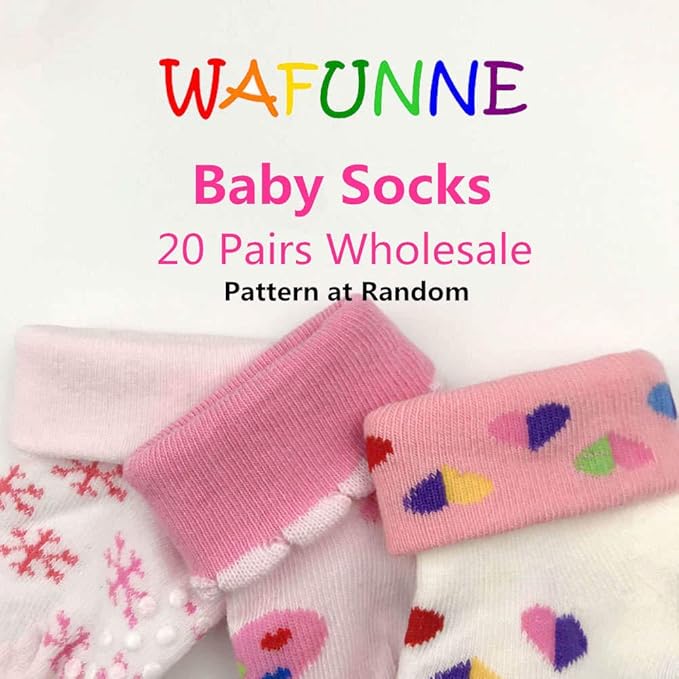 WAFUNNE 20 Pairs Baby Socks Wholesale for Infant Toddler Kids Children (Pattern at Random)