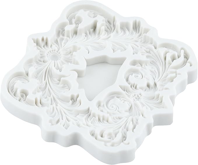 Baroque Scroll Relief Polymer Clay Molds Curlicues Scroll Lace Relief Flower Filigree Silicone Mold for Jewelry Making Epoxy Resin Casting Air Dry Polymer Clay Craft