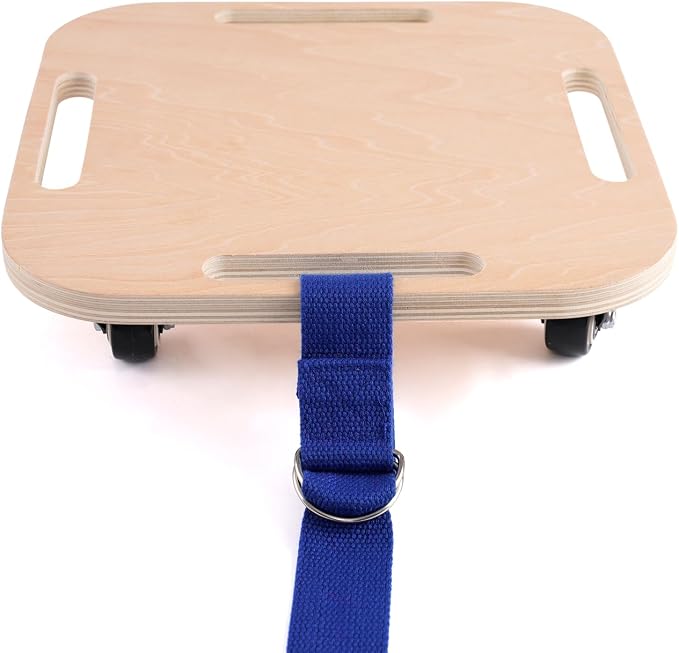 Kids Sitting Scooter Board with Universal Wheels and Handles, Safety Wooden Scooter for Kids Ages 3+ Manual Sport Scooters for Indoor & Gym Class