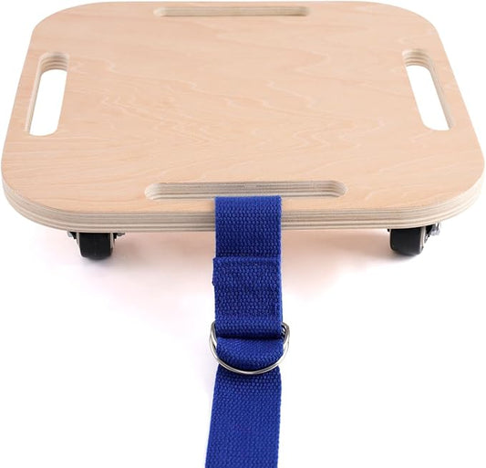 Kids Sitting Scooter Board with Universal Wheels and Handles, Safety Wooden Scooter for Kids Ages 3+ Manual Sport Scooters for Indoor & Gym Class