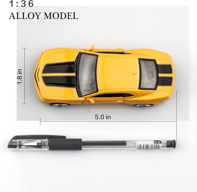 TOKAXI 1/36 Scale Chevrolet Camaro Diecast Cars Models,Camaro Bumblebee Pull Back Toy Cars,Cars Gifts for Boys Girls(Yellow)