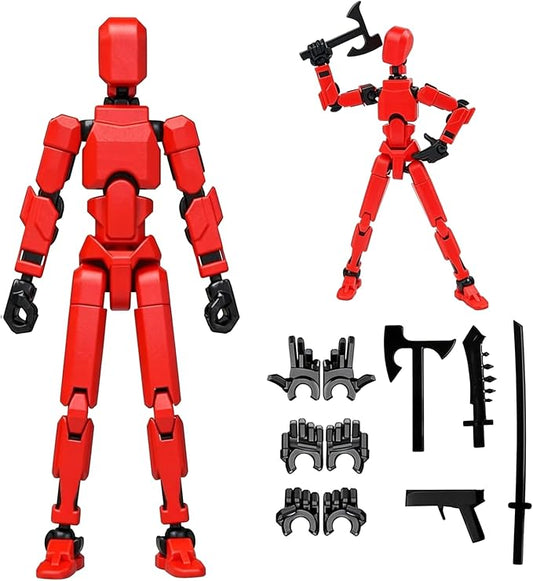 Rugwun Assembly Completed-Titan 13 Action Figure, Upgrade T-Robot 13 Action Figures, New Dummy Robot 13, 3D Printed Multi Action Figure Set,Creative Gifts for Children Adults (Red)