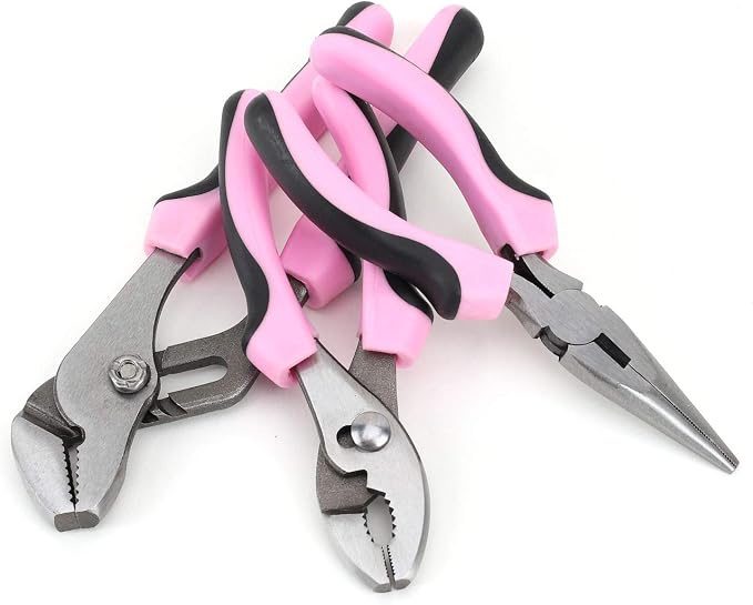 FASTPRO Pink Tool Set, 220-Piece Lady's Home Repairing Tool Kit with 12-Inch Wide Mouth Open Storage Tool Bag