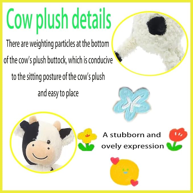 YUKOUQIAN Cow Stuffed Animal Cow Plush Doll Toy 15.7 inch for Girls Boys (Stand Cow hb15.7)