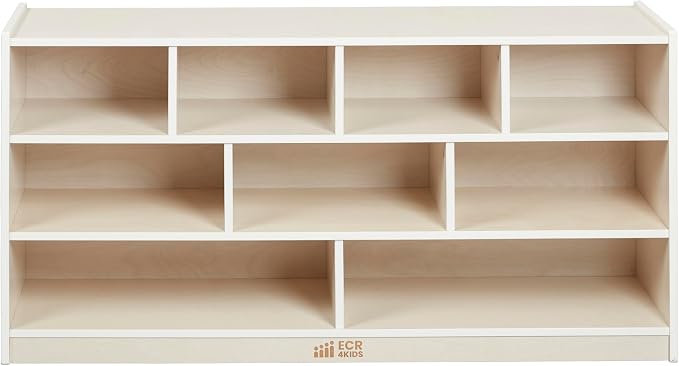 ECR4Kids Mobile Building Block Storage Cabinet, Large, Classroom Furniture, White Wash