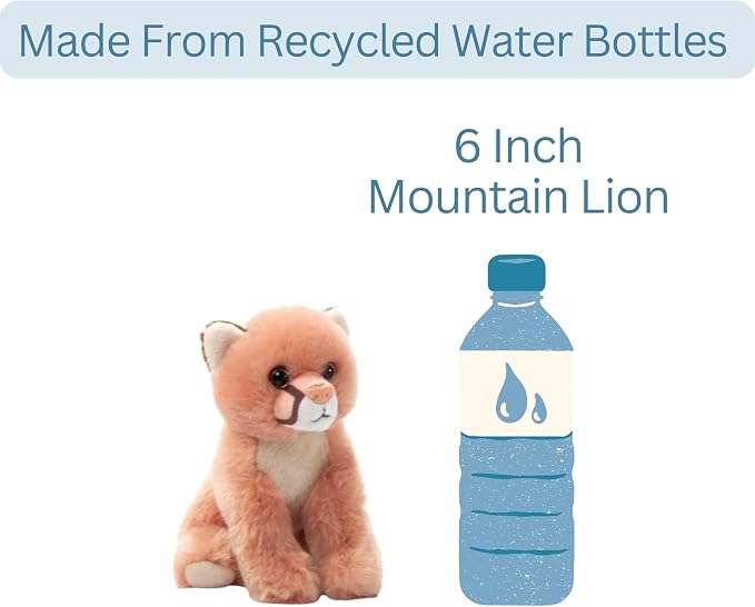 The Petting Zoo Mountain Lion Stuffed Animal Plushie, Gifts for Kids, Wild Onez Babiez Wildlife Animals, Lion Plush Toy 6 inches