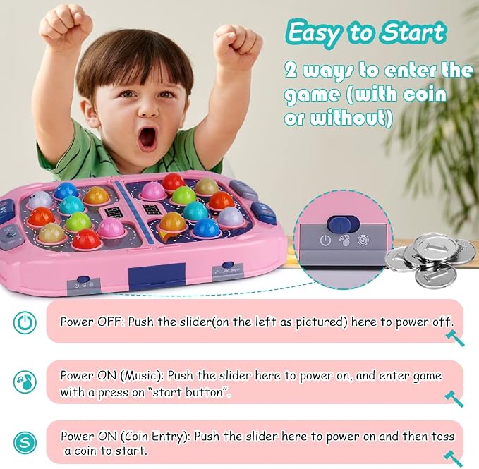 Toy Whack Game Mole for Girls, Toddler Toys for 3-8 Year Old Girls, Kids Gift for Girls Ages 3, 4, 5, 6, 7, 8, 9, 10+ Years Old, 3-12th Birthday Interactive Educational Toys with Sound, Light, 3 Modes