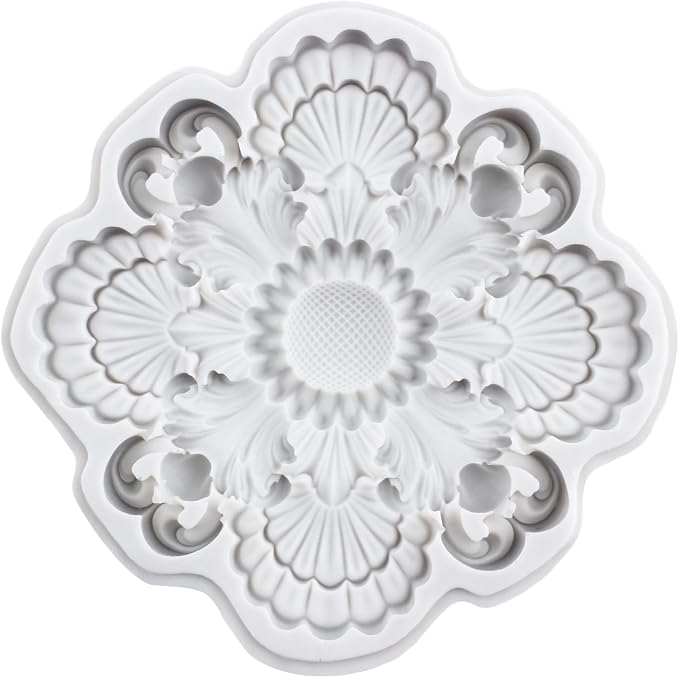 Baroque Polymer Clay Mold Relief Flower Lace Silicone Molds Embossed Flower Mold for DIY Craft Epoxy Resin Casting Polymer Clay Tools Crafts Air Dry Jewelry Making