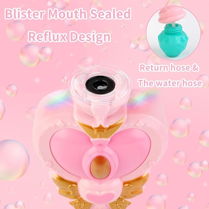 2 Pack Bubble Wand for Kids Princess Heart Bubble Machine Blower Maker Wands Easter Basket Stuffers Outdoor Toys Gifts for 3 4 5 6 7 8 Years Old Toddlers Little Girls