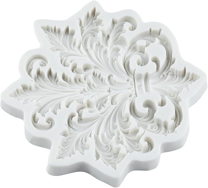 Baroque Silicone Mold Curlicues Scroll Lace Polymer Clay Mold Vintage Relief Flower Lace Filigree Molds for DIY Crafts Epoxy Resin Casting Air Dry Polymer Clay Plaster Jewelry Making