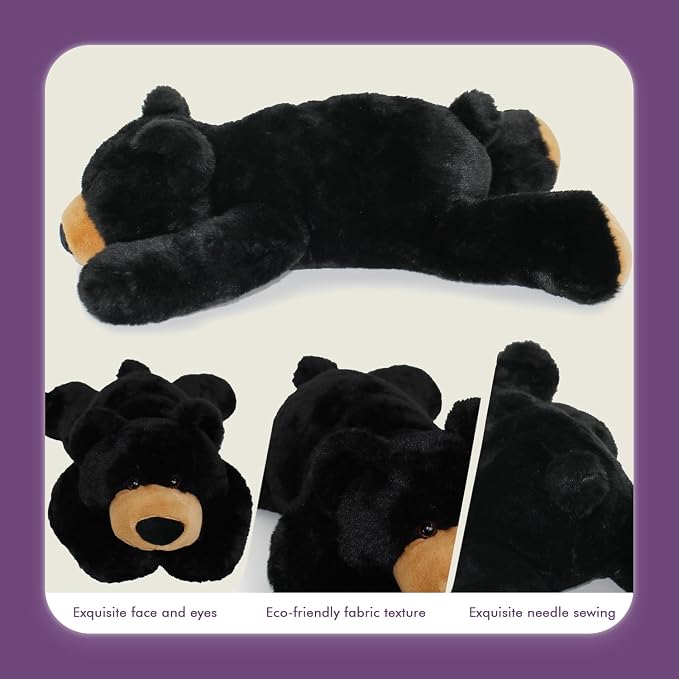 OSOCU® Microwavable & 1.8 LB Weighted Stuffed Animal - Black Bear Heating Pad with Lavender & Tourmaline - Soothing Warm Heatable Plush Toy for Menstrual Cramps, Muscle Aches, Shoulder Tension