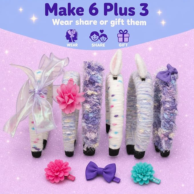 PURPLE LADYBUG Yarn Headbands for Girls - Great 5 Year Old Girl Gifts, Fun 7 Year Old Girl Birthday Gifts Idea, Girls Hair Accessories, Arts and Crafts for Kids Ages 6-8, Make Your Own Kids Headbands