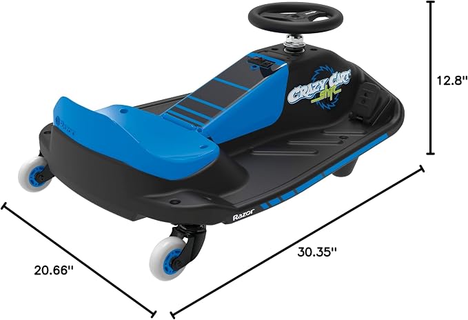 Razor Crazy Cart Shift Electric Go Kart for Kids Ages 6+ - 12V Drifting System, High/Low Speed Switch, Simplified Drifting, Riders up to 120 lbs, Black/Blue