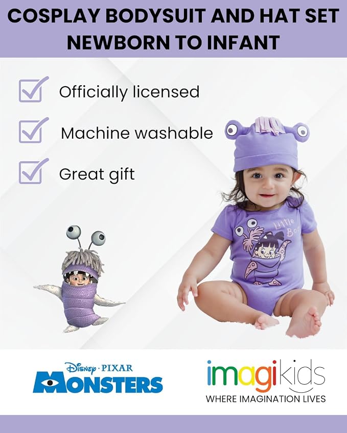 Disney Cosplay Baby Bodysuit and Hat Set Newborn to Infant Sizes (Newborn - 24 Months)
