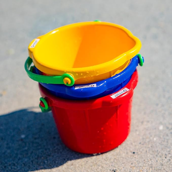 Spielstabil 12 Pack Small Sand Pails (4 Red, 4 Blue, 4 Yellow Beach Buckets) - Each Holds 1.5 Liters - Made in Germany…