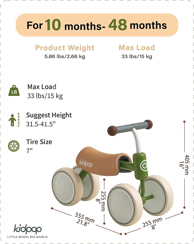 kidpop Big BEE Four-Wheeled Vehicle Kids Balance Bike