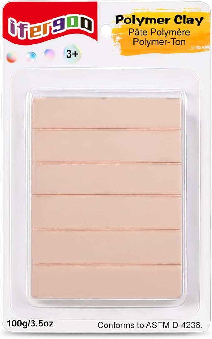 ifergoo Polymer Clay, 100g Modeling Oven Baked Model Clay for Sculpting, DIY, Artistic Creation & School Projects, Great for Kids and Adult (Peach)