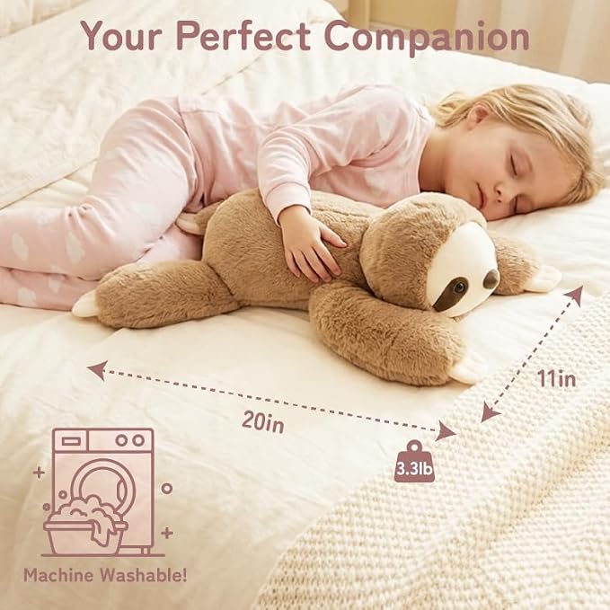 Niuniu Daddy 20" | 3.3 Pound Weighted Sloth Stuffed Animal Plushie for Adults & Kids, Large Weighted Lap Pillow for Comfort, Soft Sensory Stuffy Toy as Gift for Holidays