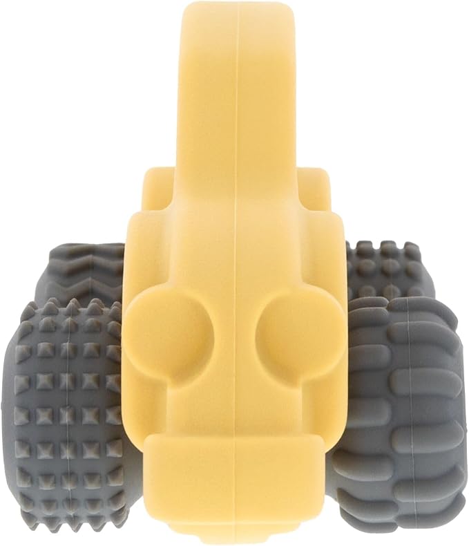 Nuby Silicone Teether Toy for Babies - Textured Teething Yellow Bug Car with Moving Wheels - Soothes Sore Gums - Encourages Tactile Development and Hand-Eye Coordination - Ages 6+ Months