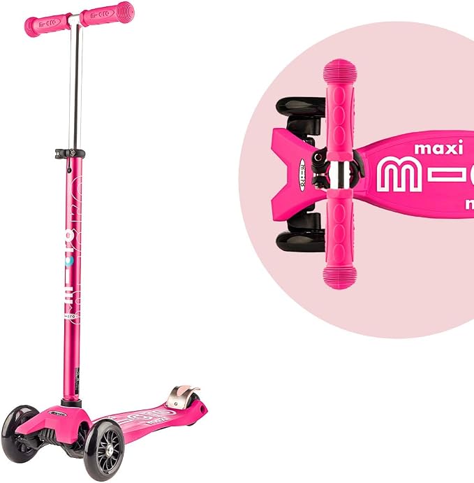 Micro Kickboard | Maxi Scooter for Ages 5-12 | Children up to 110 lbs | 3 Wheel Lean-to-Steer Design | Adjustable T Bar | Smooth Ride PU Wheels | Swiss Design