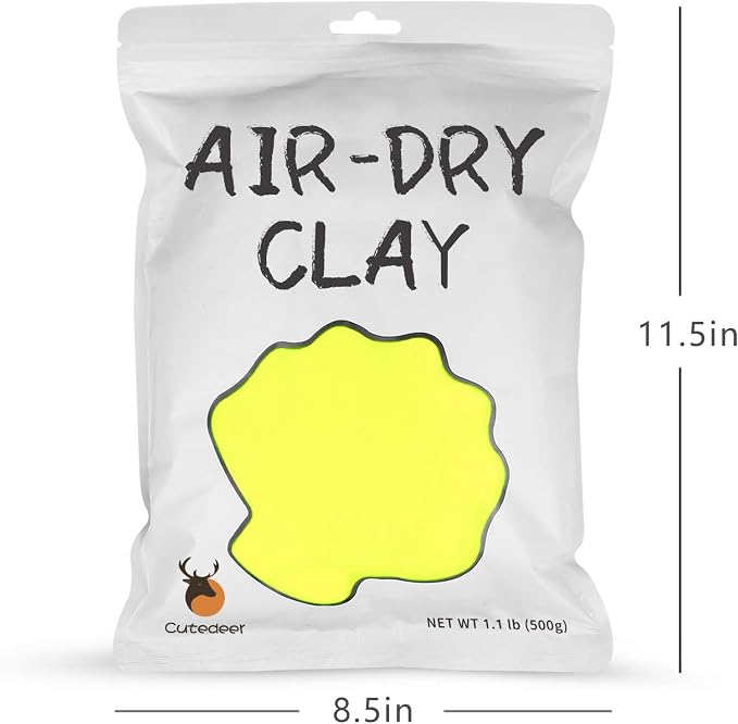Cutedeer Yellow Air Dry Clay, 1.1lb Foam Modeling Clay, Soft Squishy Molding for Kids Adults, Arts & Crafts Project Slime Supplies(1.1lb - 1 Pack, Yellow)