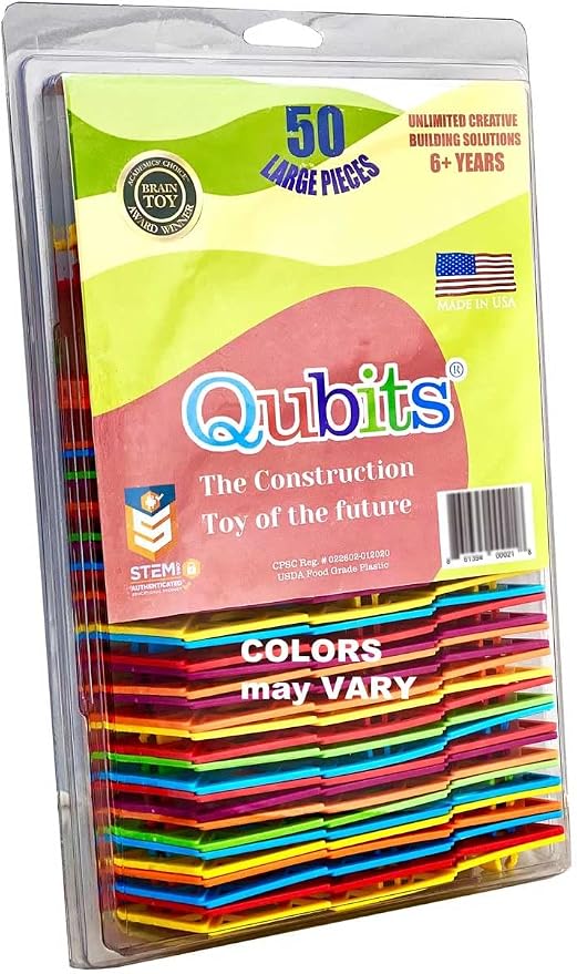 Qubits STEM Construction Set - 50 Pieces: an Open Play Engineering and Building Toy