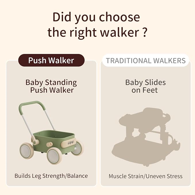 PULA Baby Push Walker with Wheels Toddler Wagon for First Learner Baby Toys 6-12 Months, 1 Year Old Birthday Gifts, Indoors and Outdoors (Pink)