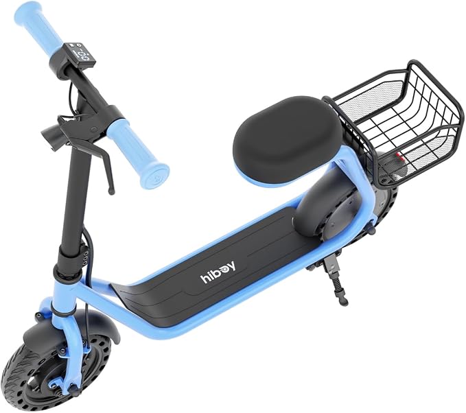 Hiboy Q2 Lite Electric Scooter for Kids with Seat for Ages 4-10, 5-Mile Range, 3-Speed Adjustable up to 9.3 MPH, Front Brake, LED Neon Lights