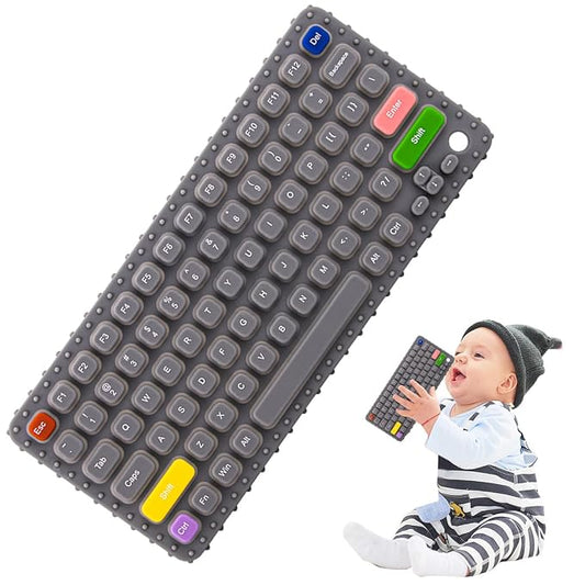 Baby Keyboard Teething Toys for Babies 0-3, 0-6, 6-12 Months | Soft Silicone Keyboard Teethers Toys | Baby Fidget Toys 0-6 Months | Infant Teether Pacifier for Breastfeeding Baby Boy Girl