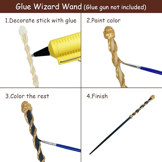 Maikoi Magic Wand Making Kit for Kids Adults DIY Craft Set Wizard Birthday Party Supplies Make Your Own 8 Wands (24-Piece)