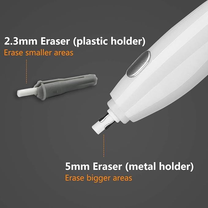 AFMAT Electric Eraser for Artists, 140 Eraser Refills, Rechargeable Electric Erasers for Drawing, Artist Erasers for Drafting, Painting, Sketching, Architectural Plans, Detailer Tool EE03(White)