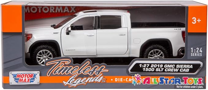 2019 GMC Sierra 1500 SLT Crew Cab 4x4 Pickup Truck with Sunroof White Timeless Legends Series 1/24-1/27 Diecast Model Car by Motormax 79361