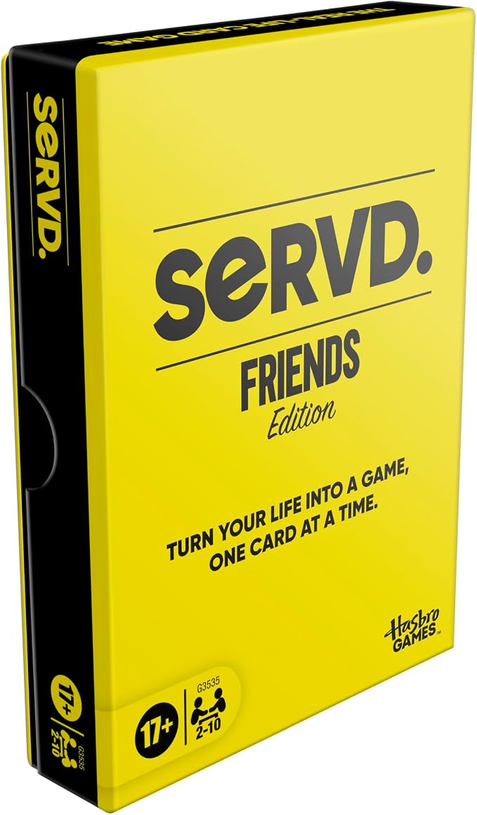 Hasbro SERVD Friends Edition Party Game – Hilarious Real-Life Card Game for Adults – Inject Fun and Strategy into Time with Friends – 2-10 Players – Ages 17+