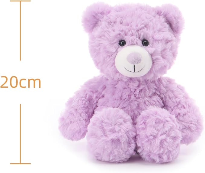 Apricot Lamb Purple Flower Bear Stuffed Animals for Kids, Soft Cute Plush Toys for Baby Girl and Boy, 8 Inches