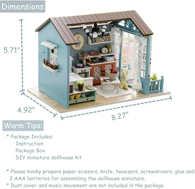 TuKIIE DIY Miniature Dollhouse Kit, 1:24 Scale Wooden Mini Doll House Accessories with Furniture for Kids Teens Adults(Forest Times)