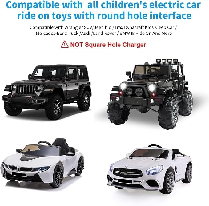 12V Battery Charger for Kids Ride On Toys, Compatible with Best Choice Products SUV Kid Trax Ferrari, Mercedes, Universal Power Adapter for Electric Ride-On Cars