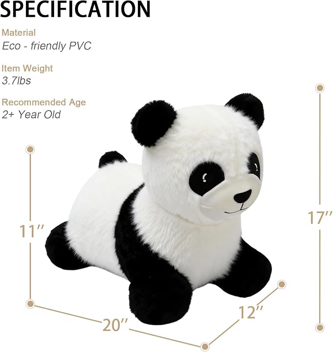INPANY Bouncy Horse, Panda Hopper Toys, Toddler Plush Bouncing Animal, Kid Inflatable Ride on Rubber Bouncer, Outdoor Cool Birthday Gift for 2 3 4 Yr Boy Girl
