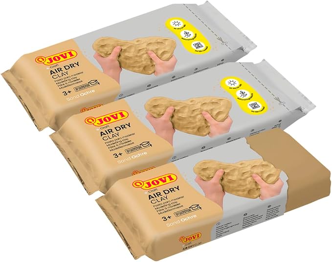 Jovi - Air Dry Clay, Sand Ochre Color, 3 x 1.1 lb, Total of 3.3 lb | No Oven Needed, Gluten-free, Pottery Clay for Arts and Crafts Projects