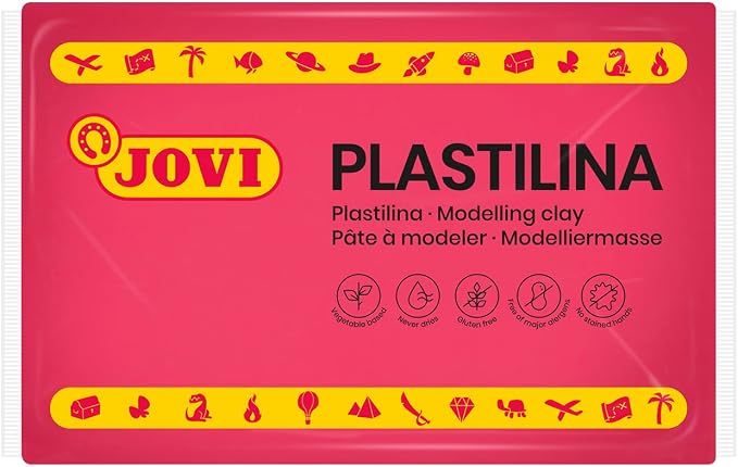 Jovi Modeling Clay, 3 Pounds Total, 4 Non-Drying Bars, 0.77 lb Each, Arts and Crafts, Non-Toxic and Gluten Free plasticine (Ruby Red)