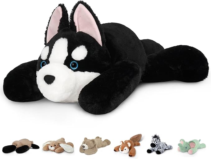 Niuniu Daddy 20" | 3.3 Pound Weighted Husky Stuffed Animal Plushie for Adults & Kids, Large Weighted Lap Pillow for Comfort, Soft Sensory Stuffy Toy as Gift for Holidays