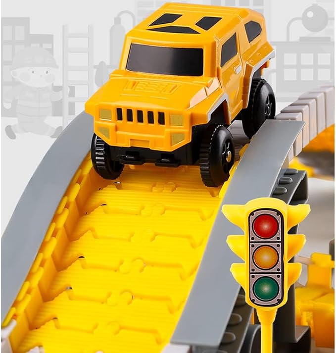 234 Pcs Engineering Rail Car,Construction Race Tracks for Kids Toys, 2 Electric Toy Cars,3 Construction Cars, DIY Collage Flexible Track Toys Set, Kids Gifts for 3-8 Year Old Boys and Girls Toy