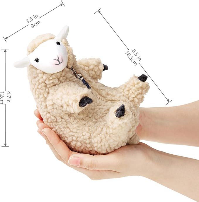 Furvana Shaved Sheep Stuffed Animal, Sheep Plush Toy, Cute Plushie for Girls, Sleeping Pet Buddy, Lamb Stuffed Animal Best Birthday Gifts for Women Boys Teens, Small Plush Toy