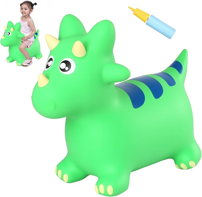 INPANY Bouncy Horse, Dinosaur Hopper Toys for Boys, Gifts Toy for Kid | Eco-Friendly PVC, Low Center Gravity, Cute Cartoon Design, Load 100 Lbs, Learn & Exercise & Active Fun, Gifts for 1-3 Kids