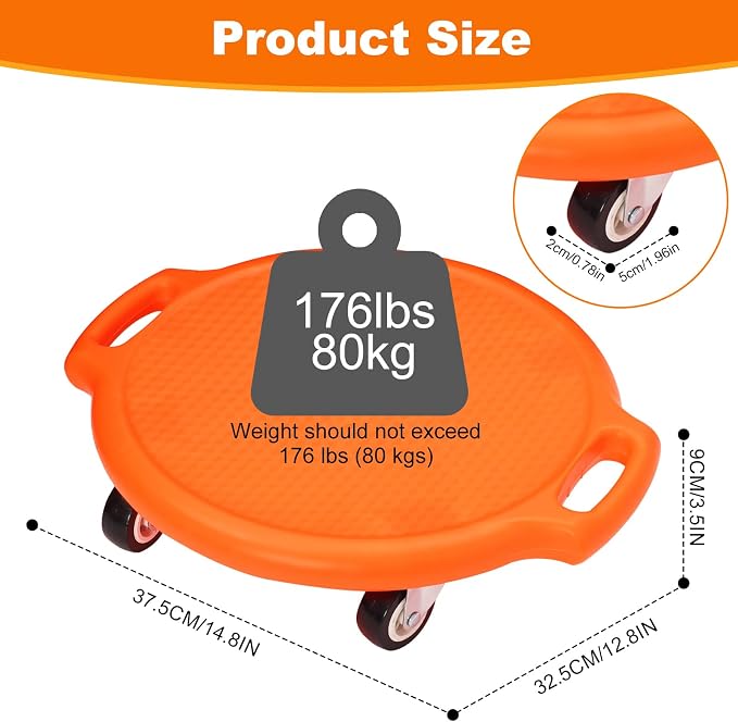 Sports Scooter Board with Handles Sitting Scooter Board with Universal Wheels Manual Sport Scooters Plastic Casters Floor Scooter Board for Gym Physical Education Equipment Indoor Outdoor
